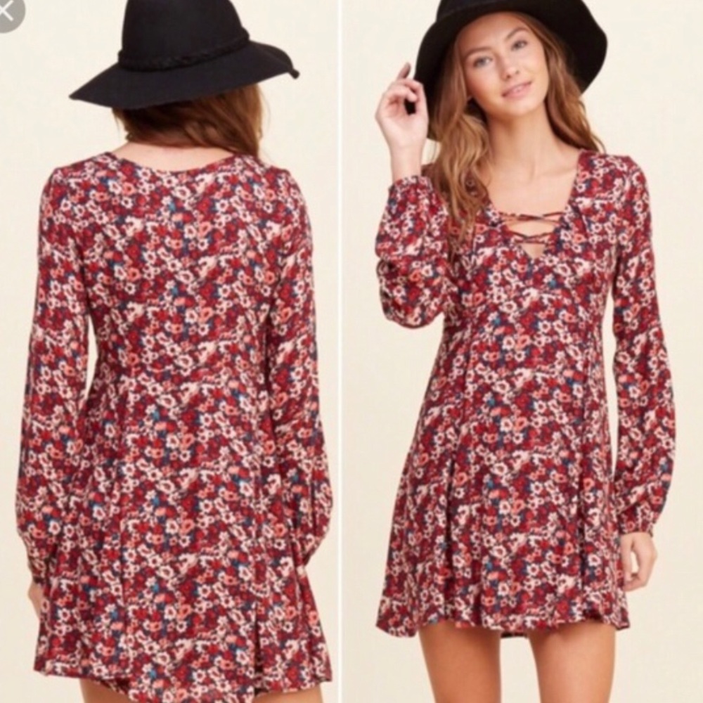 Hollister midi long sleeve floral dress
